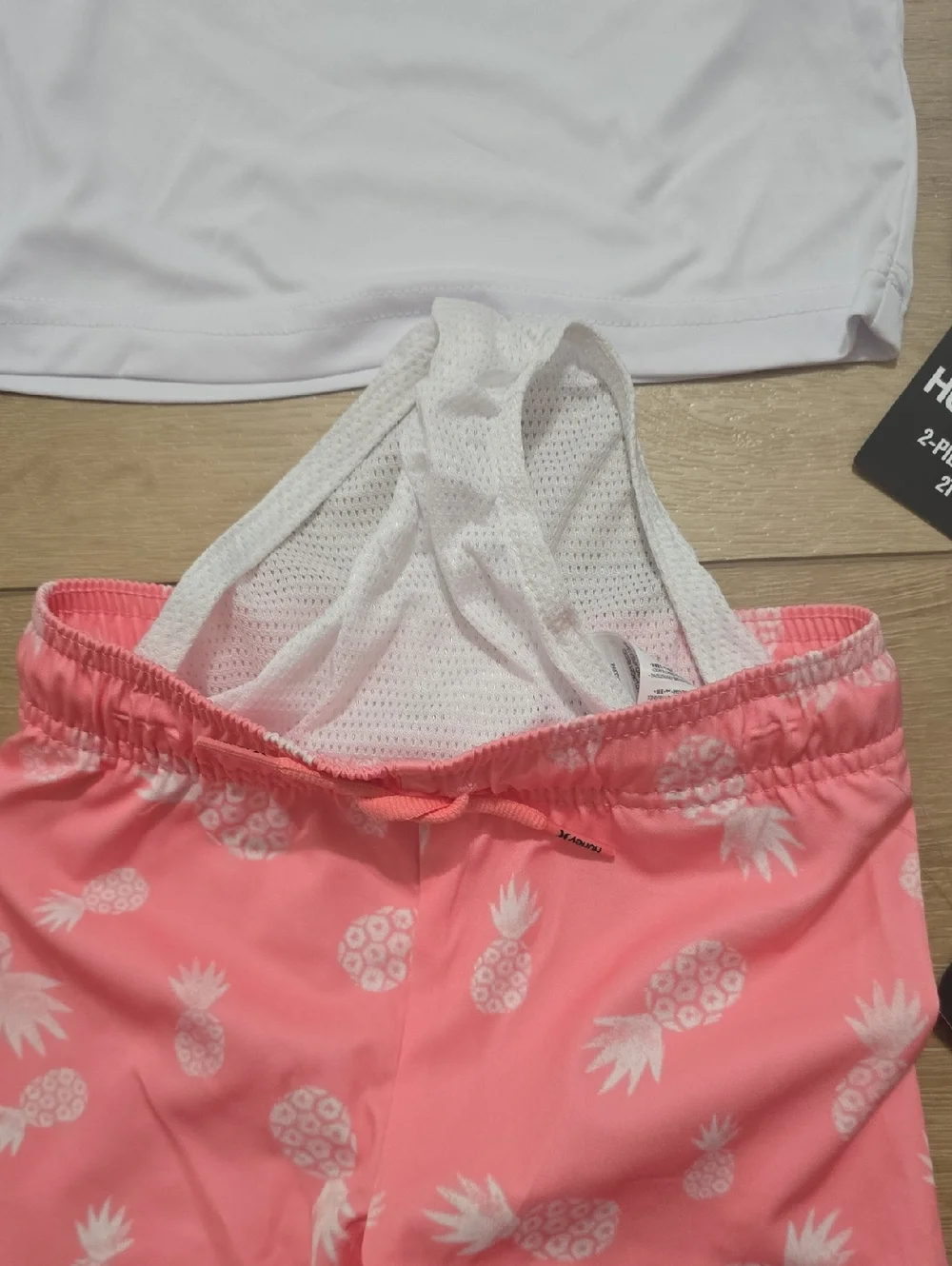 Hurley Boys 2-Piece Pineapple Swim Set White & Pink UPF 50+ H20 Dri 2t